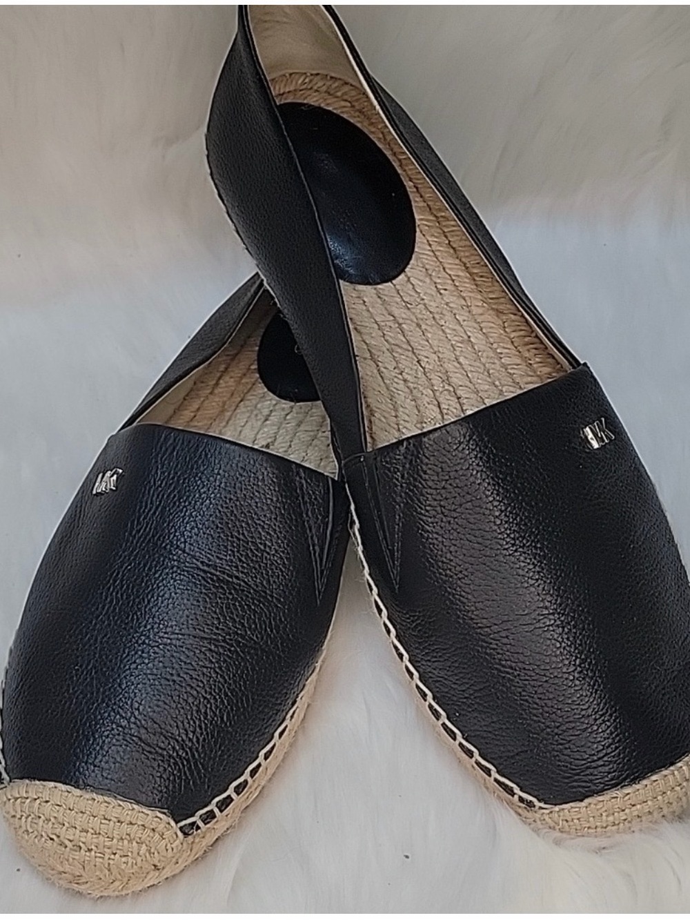 Michael Kors size 9 Black Leather Espadrille Slip-Ons